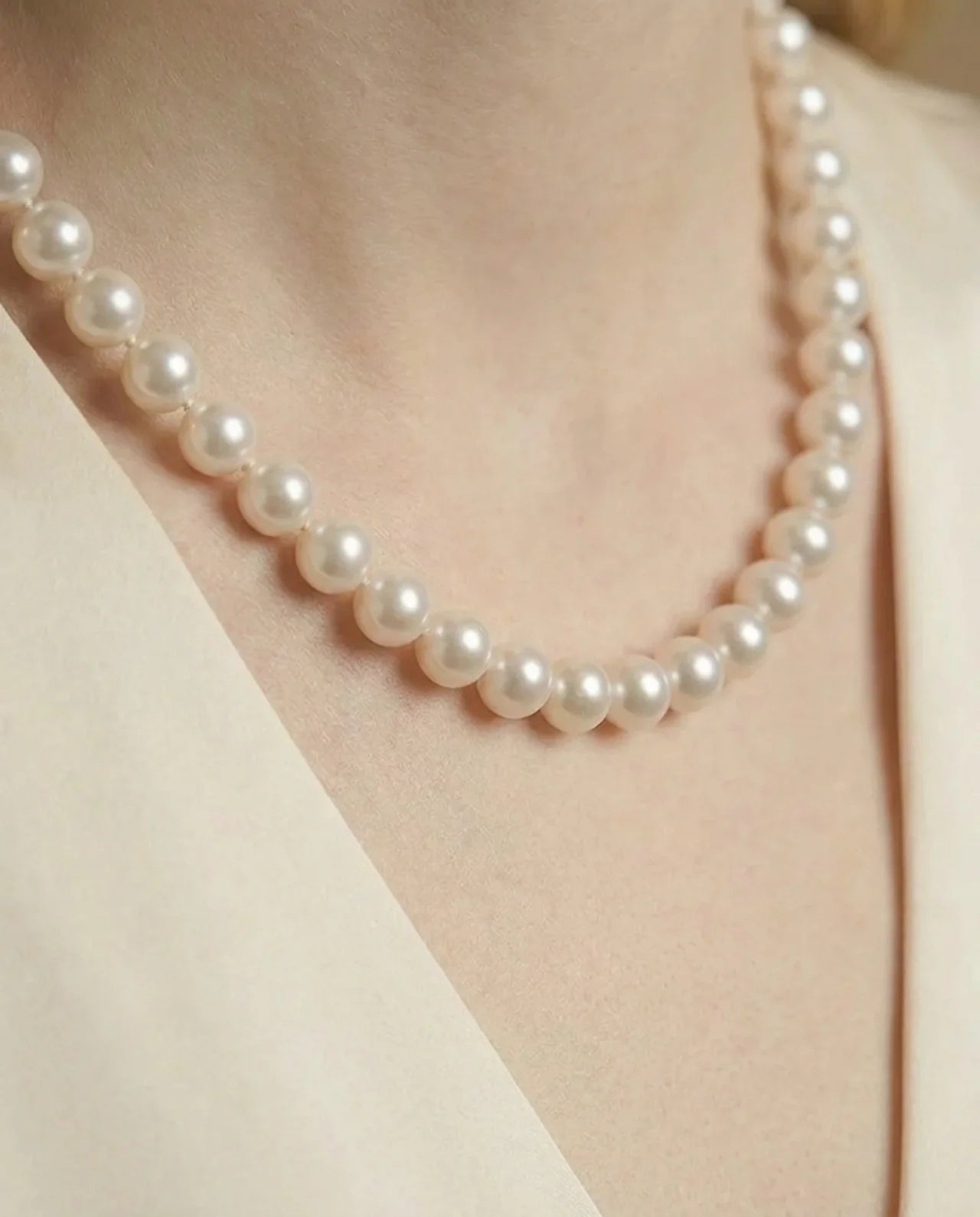 Echte witte parel choker ketting