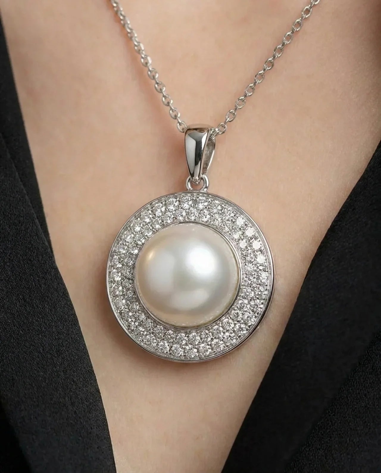 Ronde echte parelketting