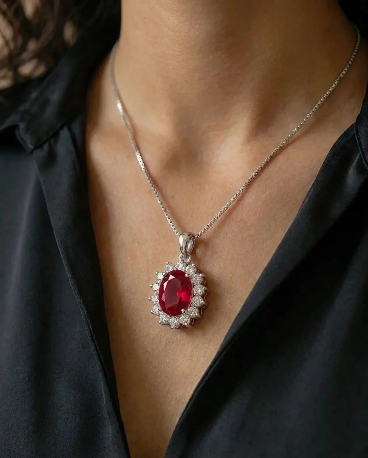 Echte granaat koninklijke hanger ketting