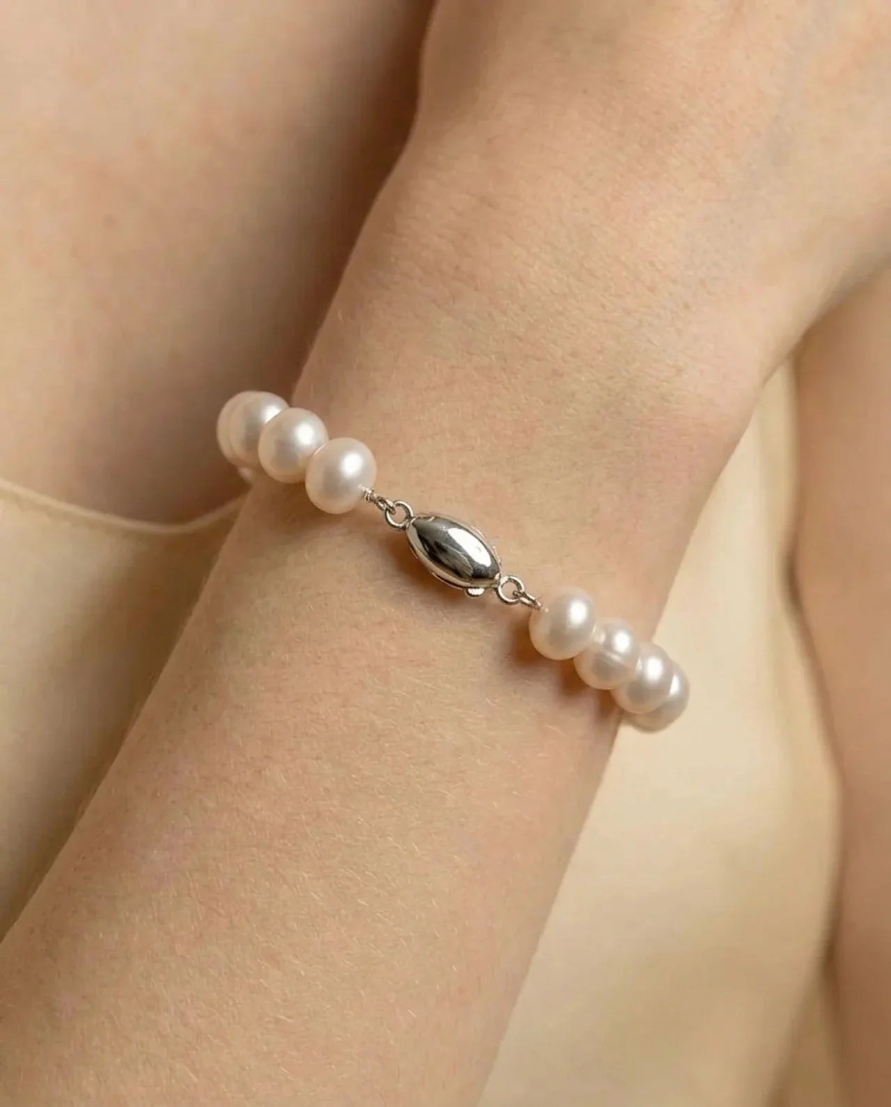 Echte witte parel armband