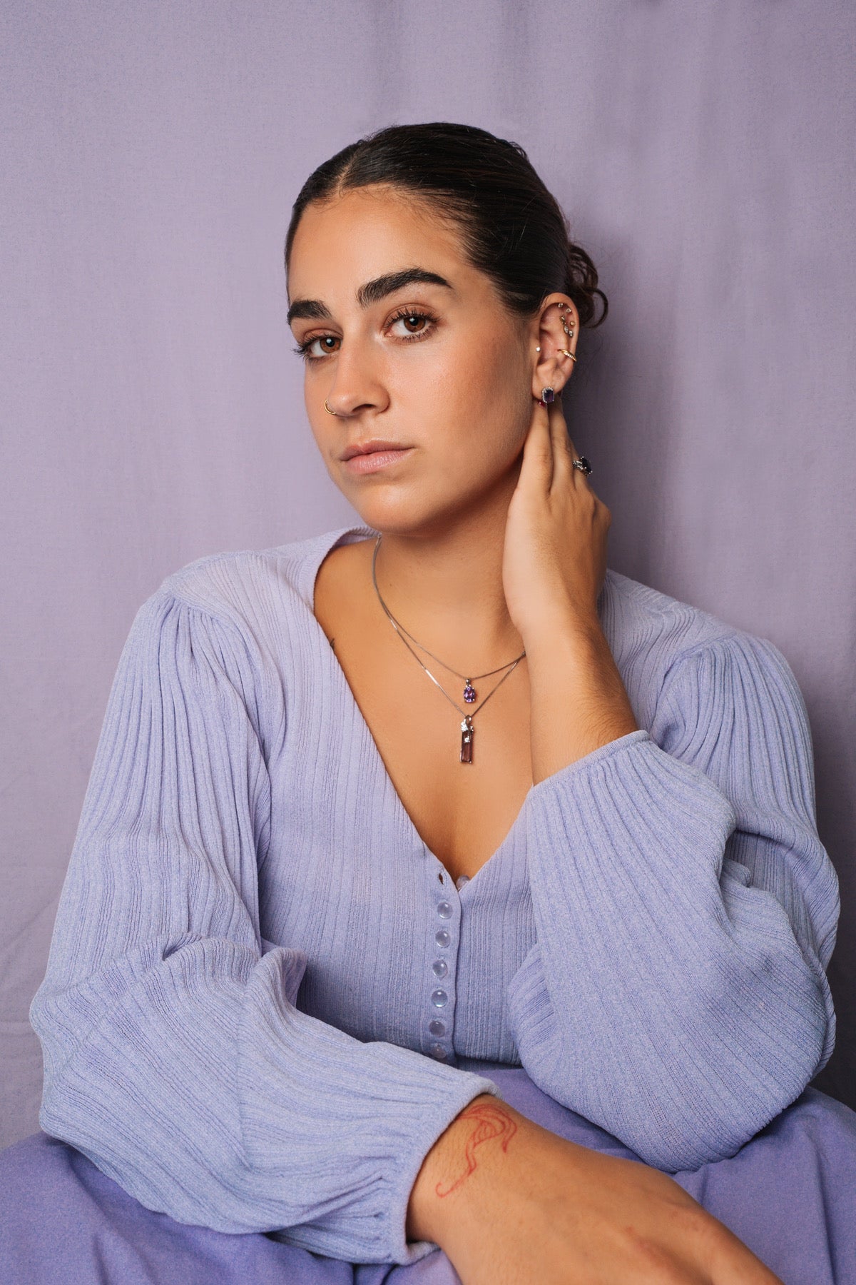 Ronde Amethist Stud Oorbel