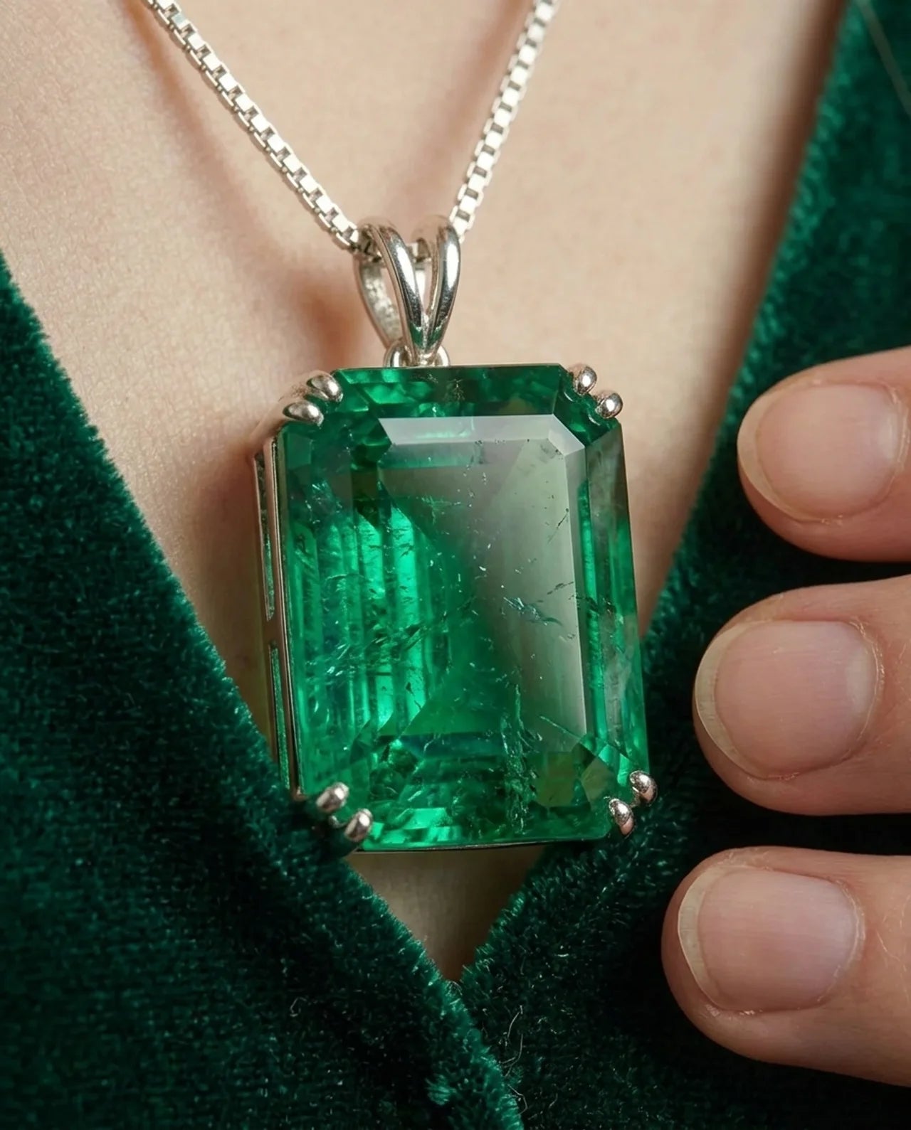 Smaragd hanger ketting gemaakt