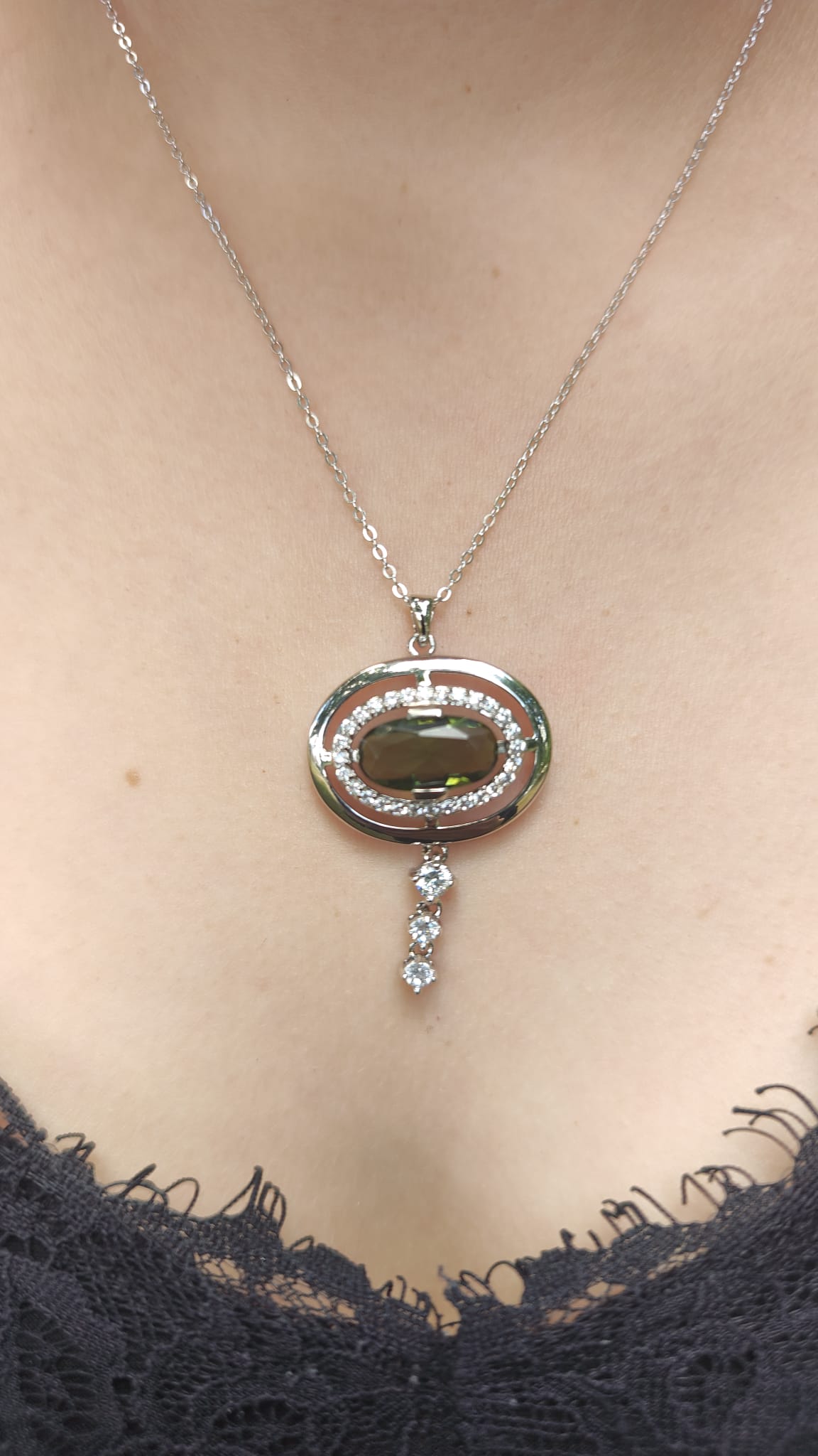 Natural Peridot Oval Necklace