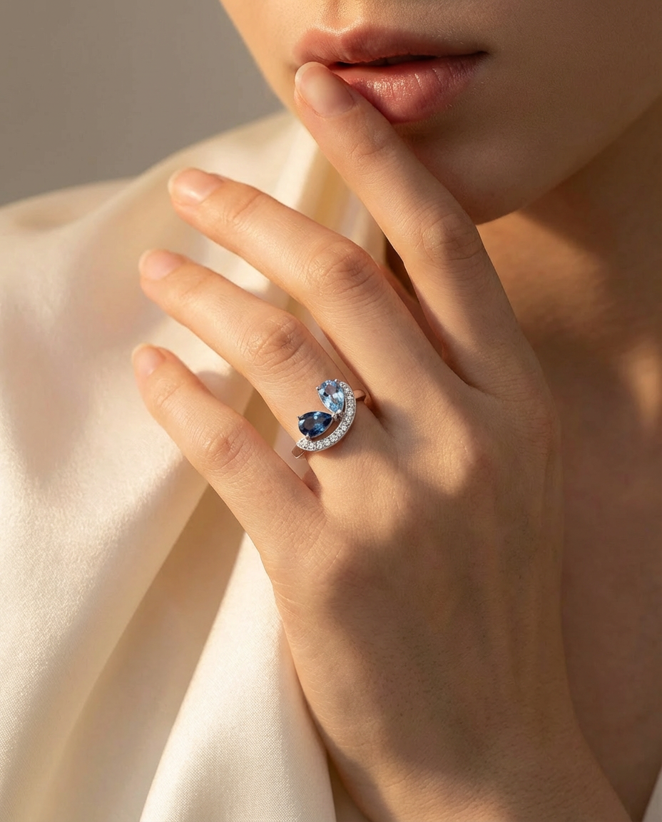 Echte Topaas Gesimuleerde Diamanten Ring