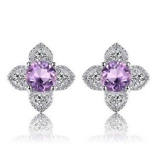 Echte Amarthyst bloem oorbellen