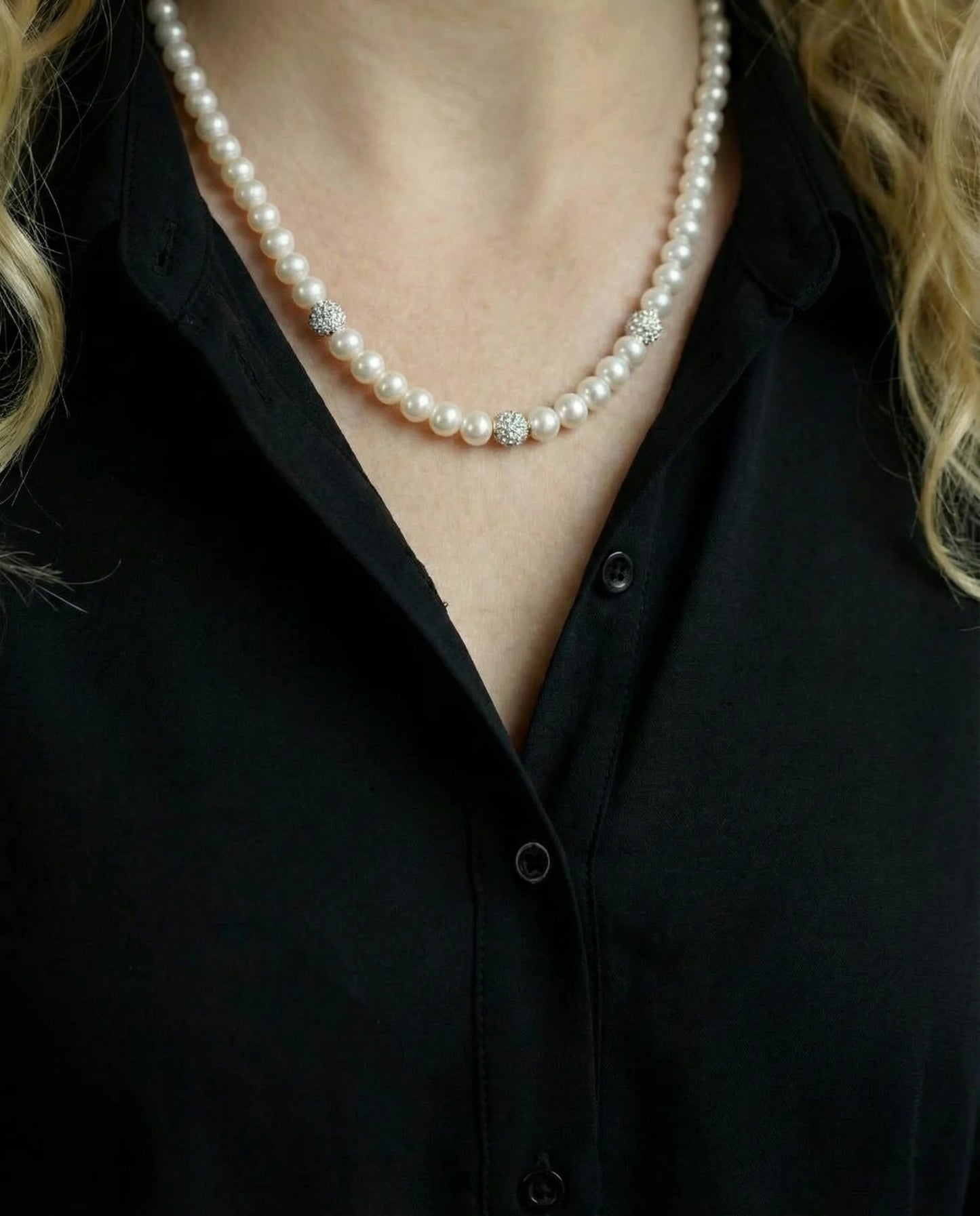 Witte grote parel choker ketting