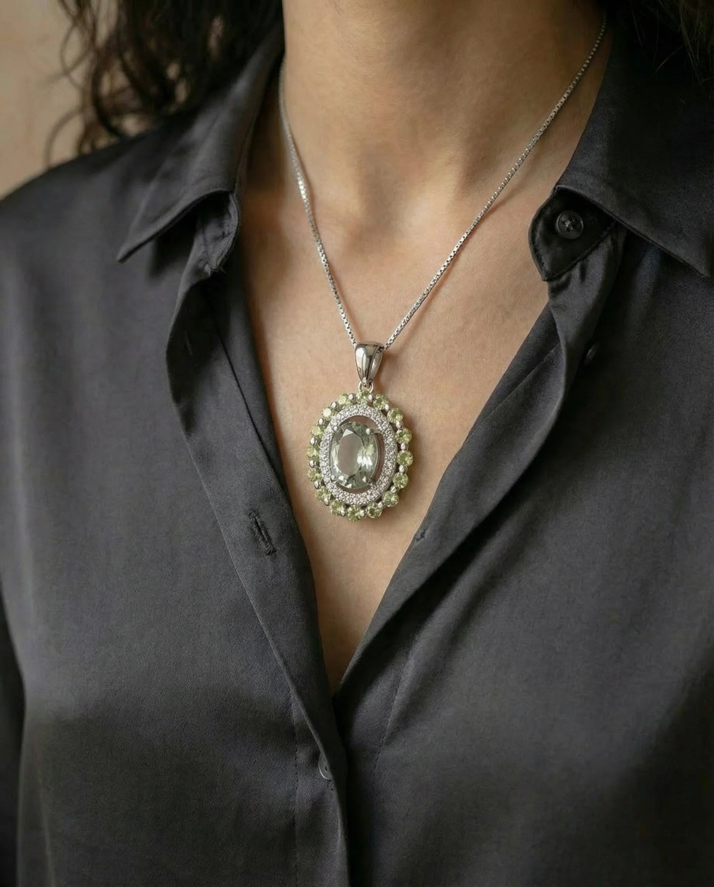 Natuurlijke peridot amethist ketting