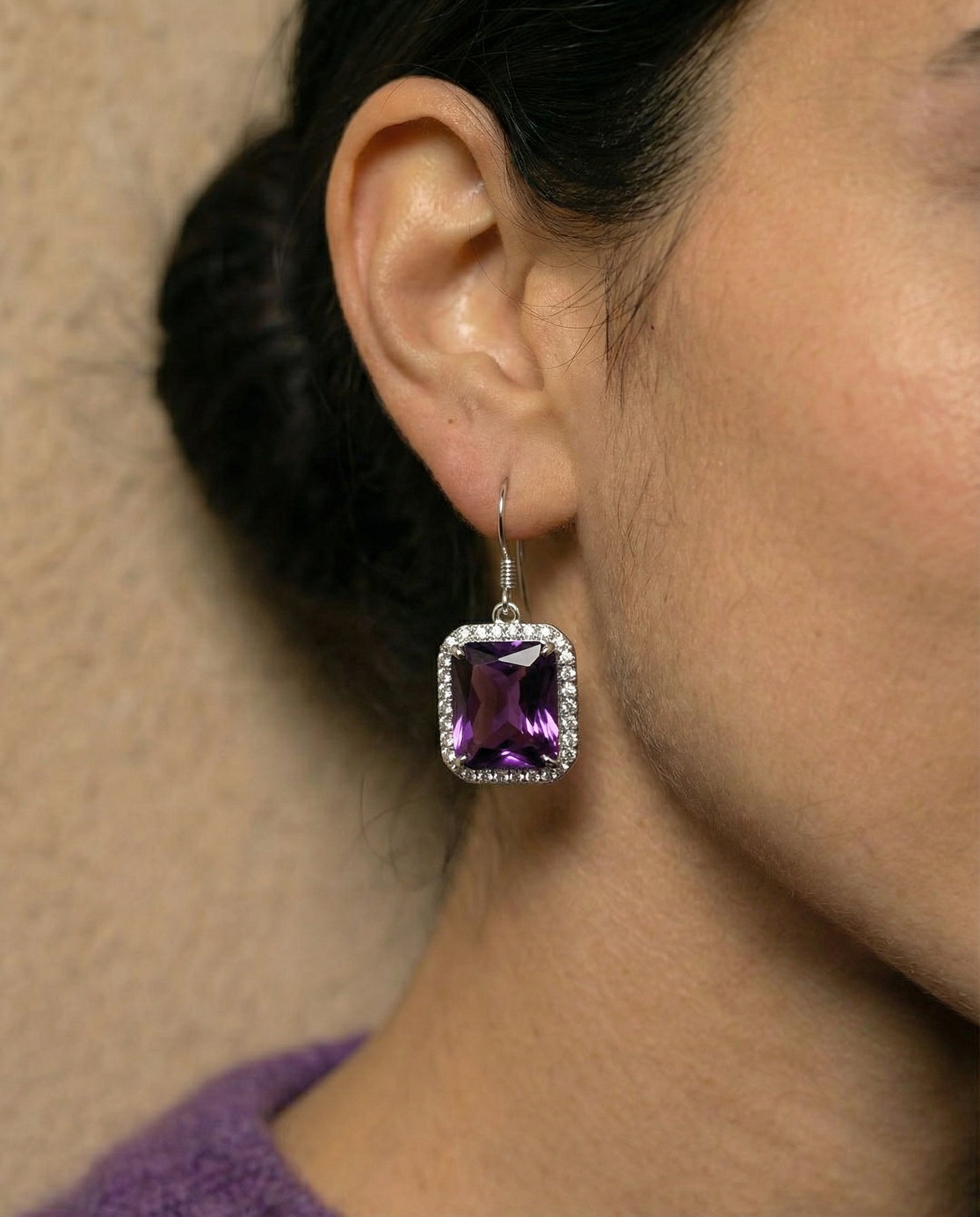 Gemaakt van amethist paarse oorbellen