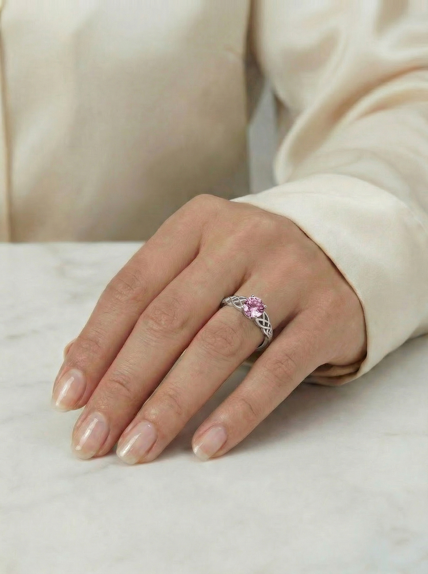 Elegante roze topaas ring