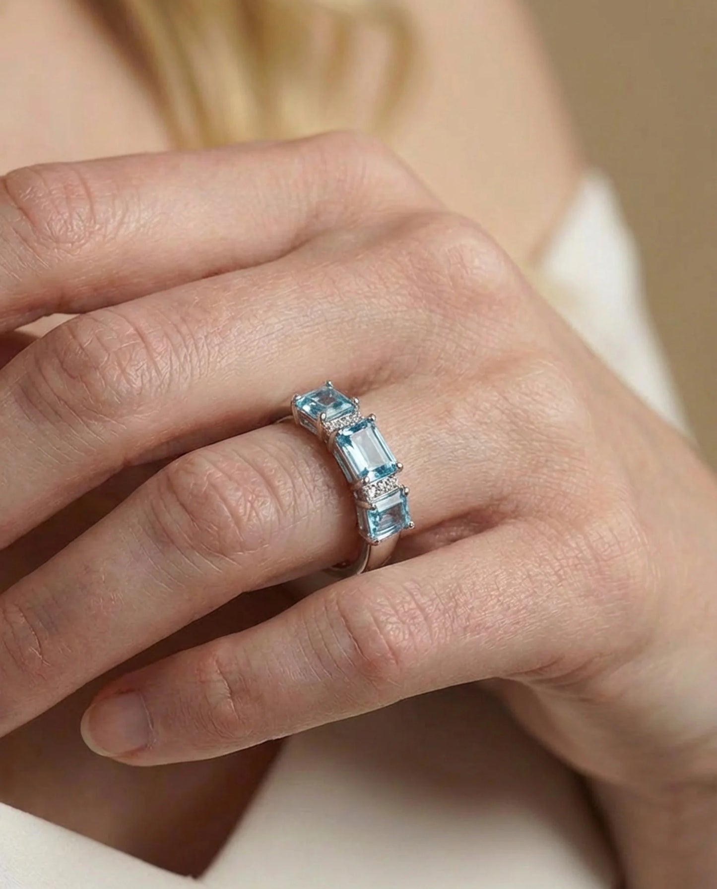 Echte Topaas en diamanten ring