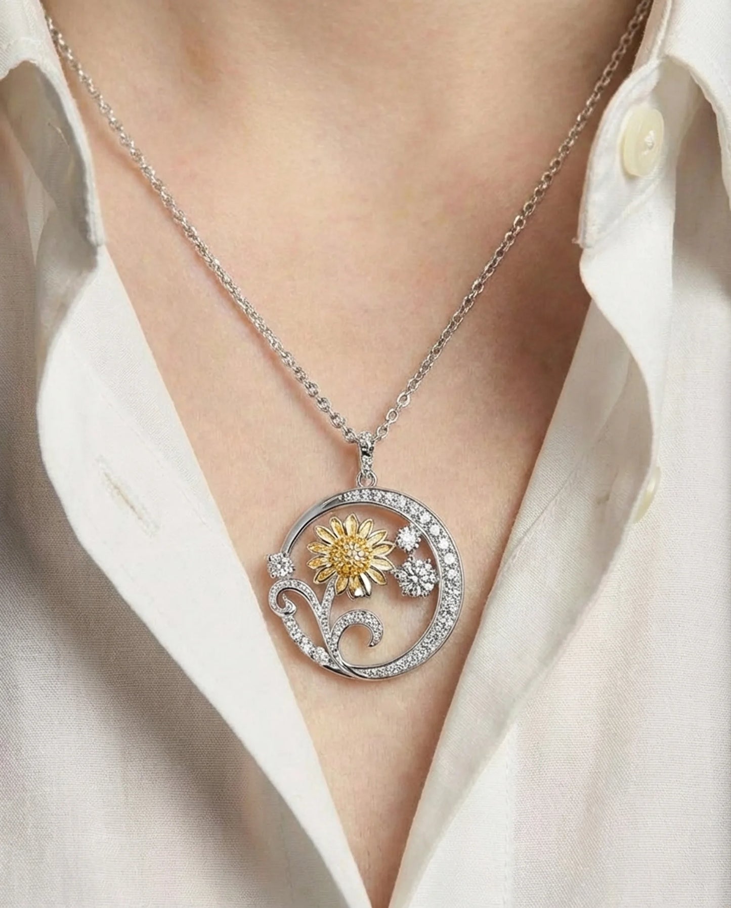Echte Citrien Zonnebloem ketting