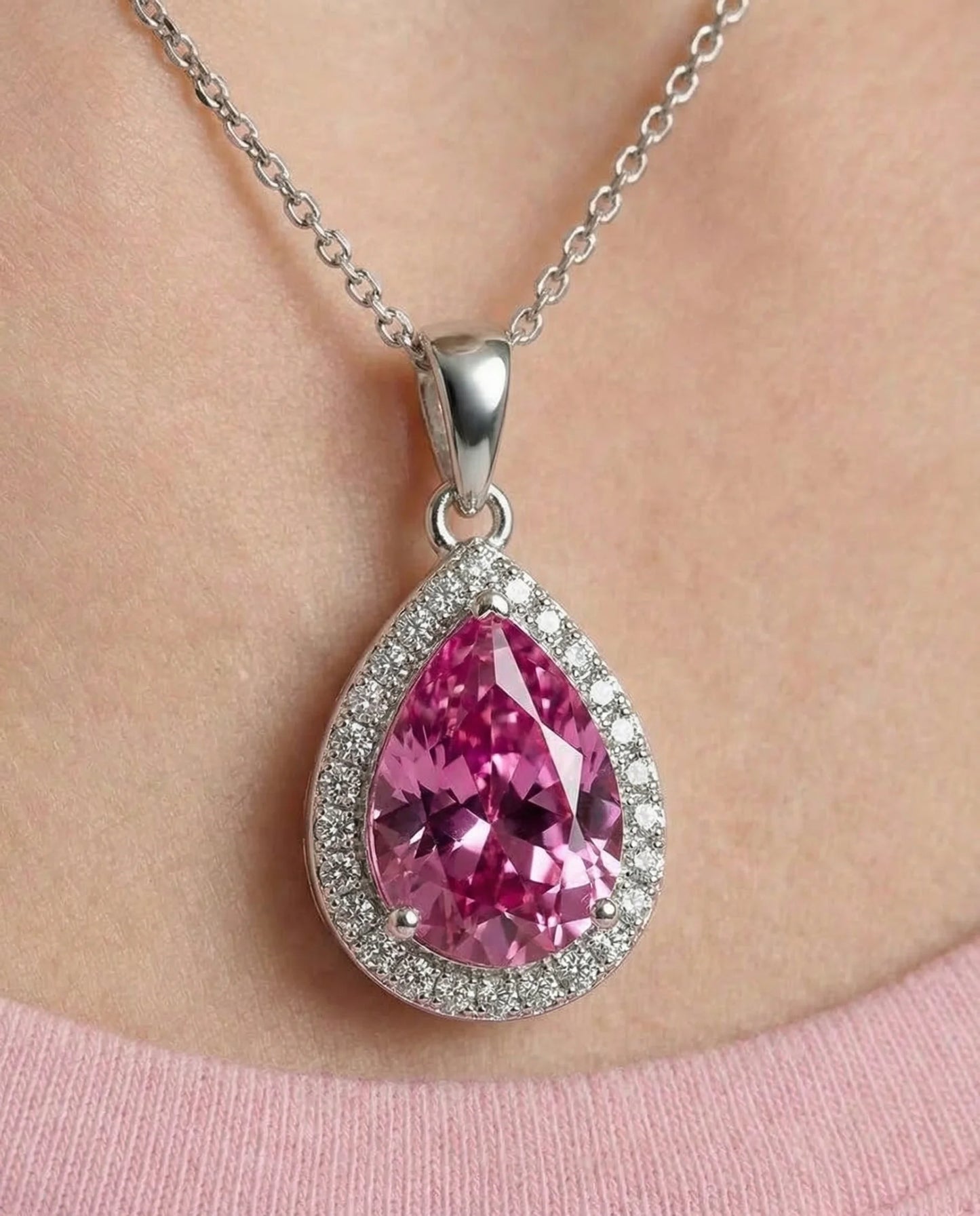 Roze topaas ketting gemaakt