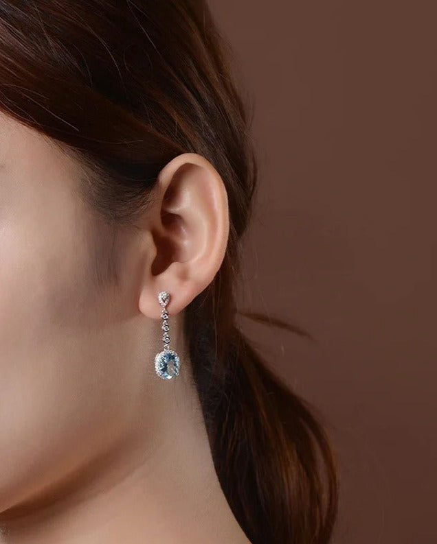 Natuurlijke blauwe aquamarijn oorbellen