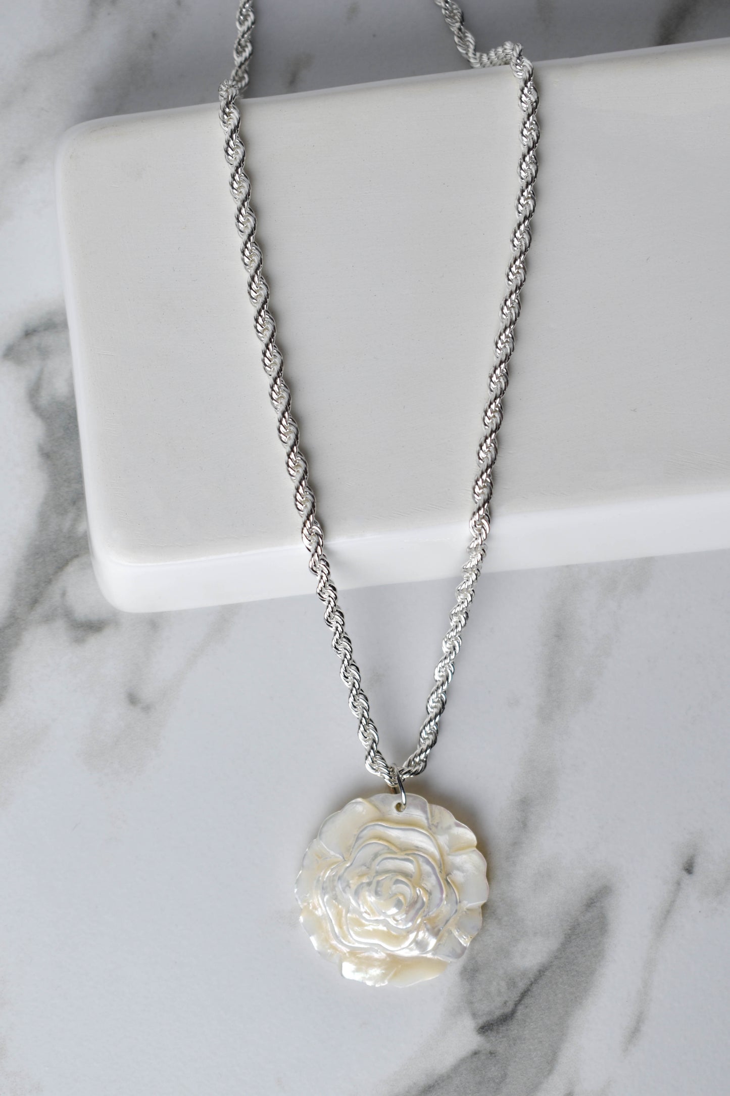 Mother-of-Pearl Shell Rose Necklace