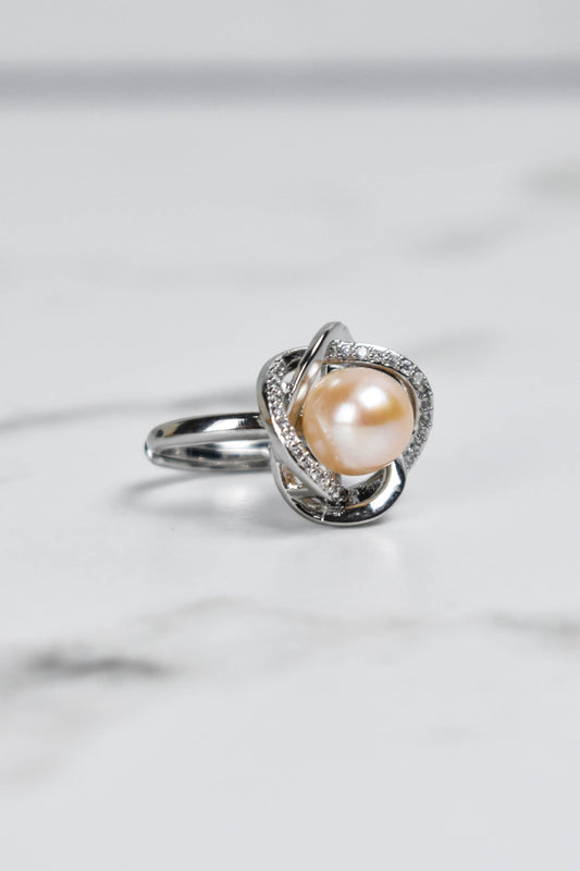 Real Peach Pearl Ring