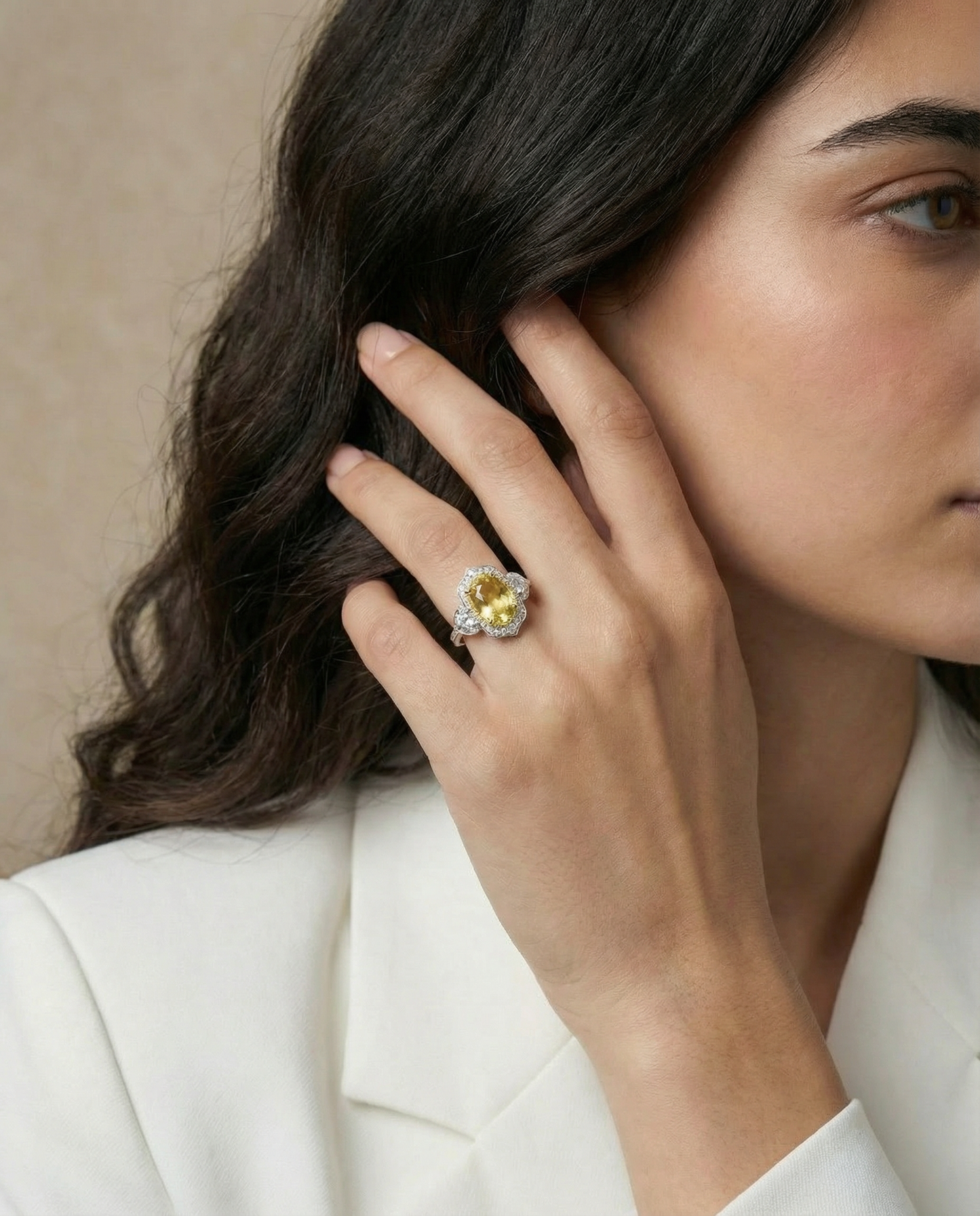 Elegante ring met echte citrien 