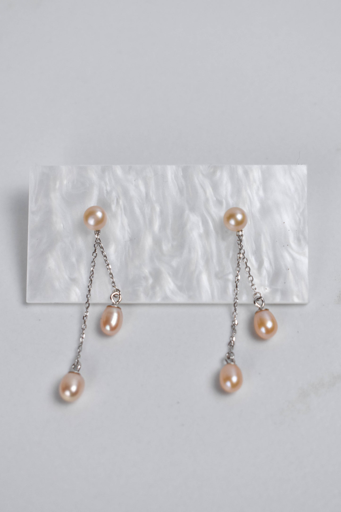 Peach Pearl trilogy earrings