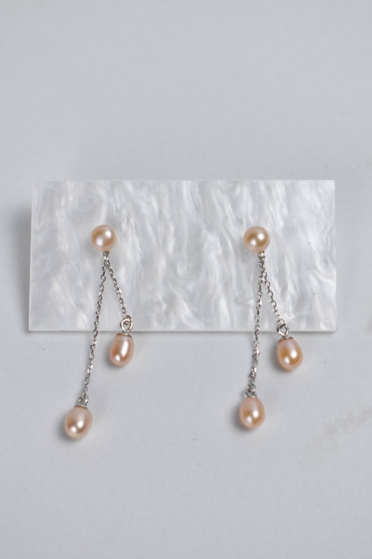 Peach Pearl trilogy earrings