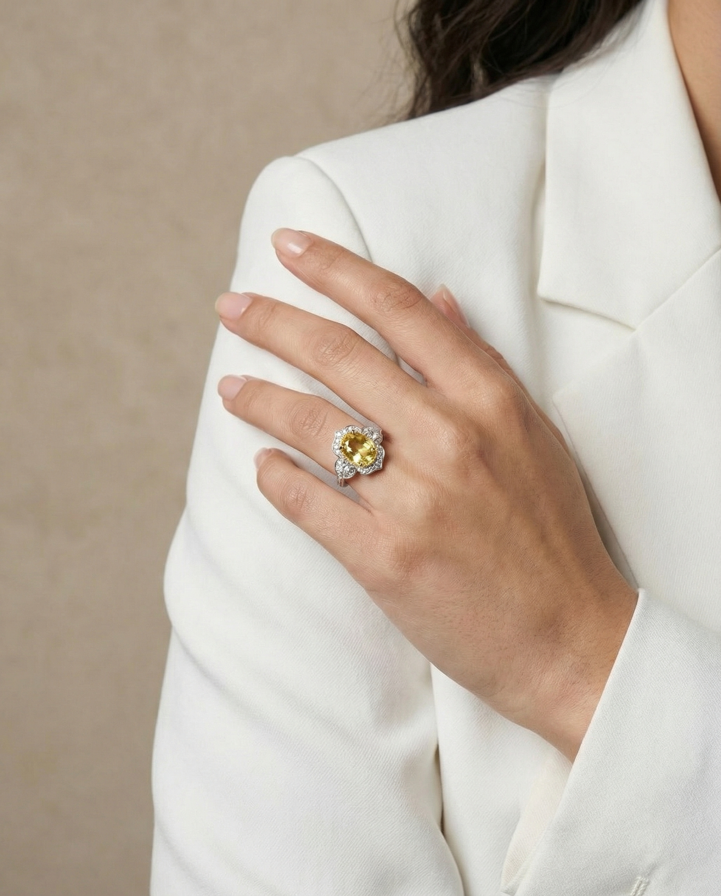 Elegante ring met echte citrien 