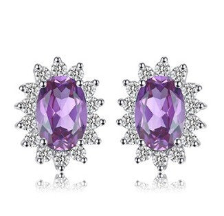 Natural amethyst Diamond Earrings