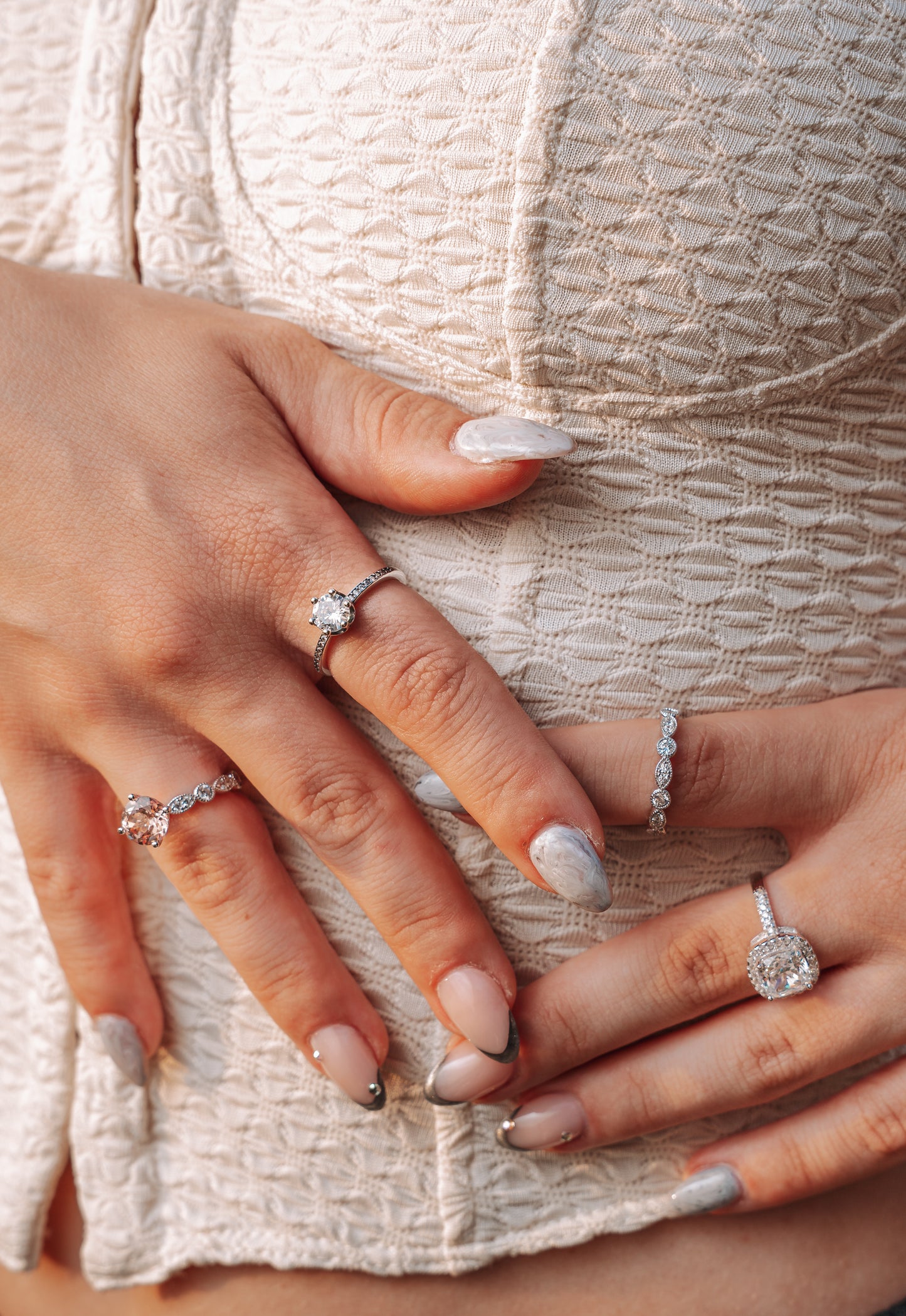 Solitaire gesimuleerde diamanten ring