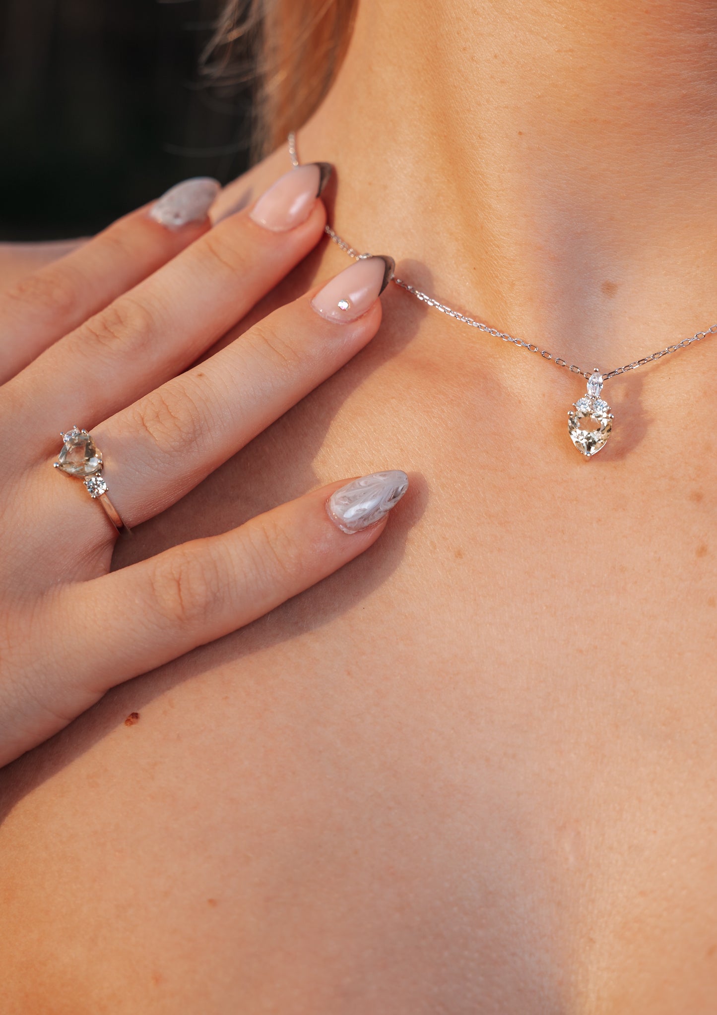 Echte citroentopaas diamanten halsketting