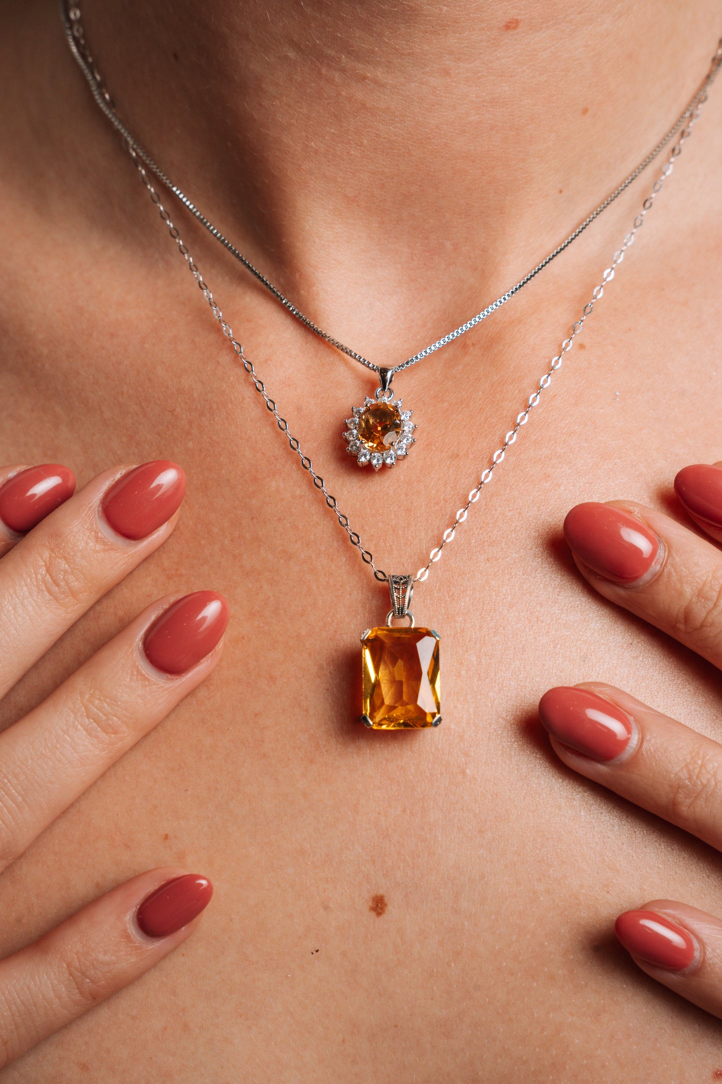 Natuurlijke Citrien hanger ketting