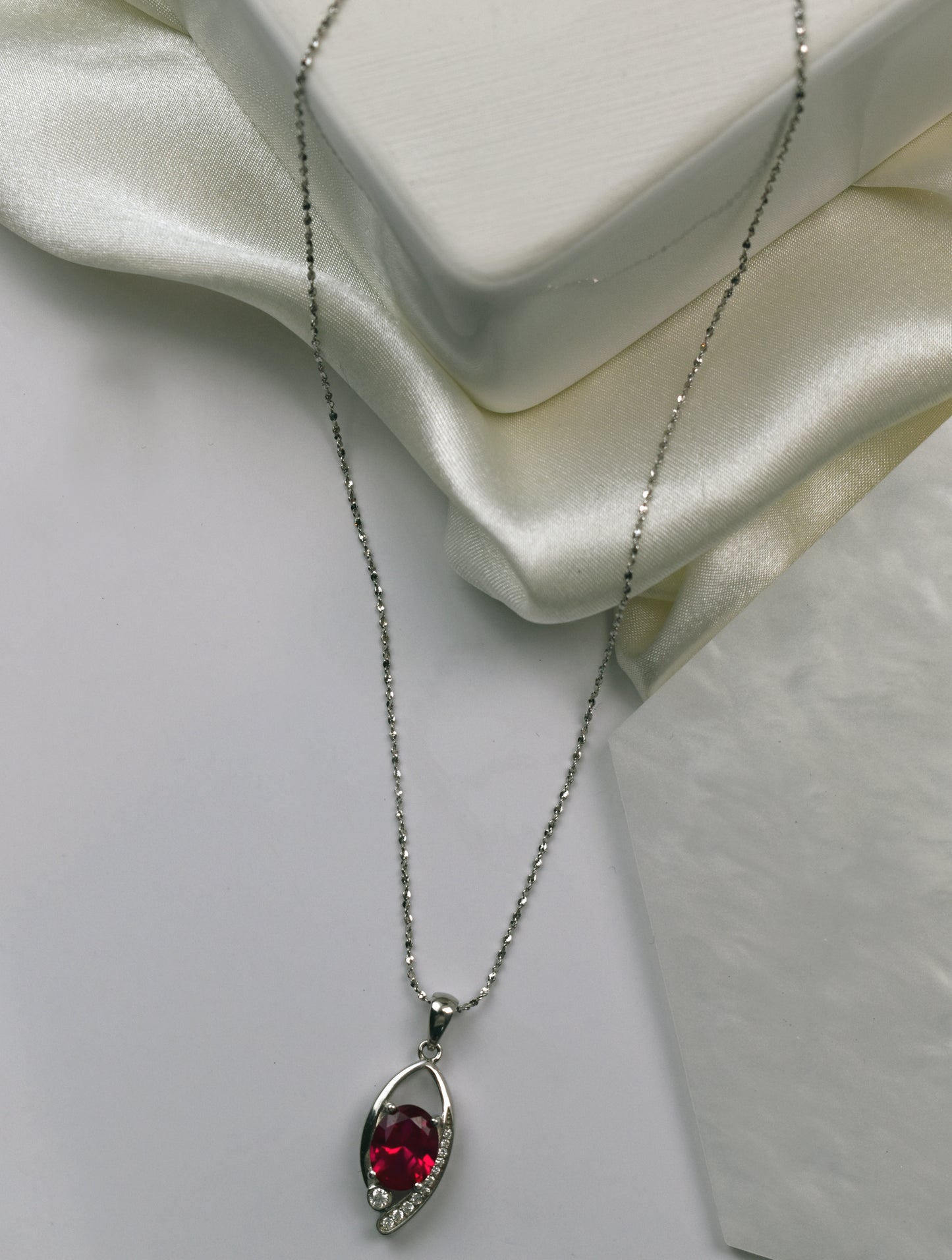 Red oval Ruby Necklace