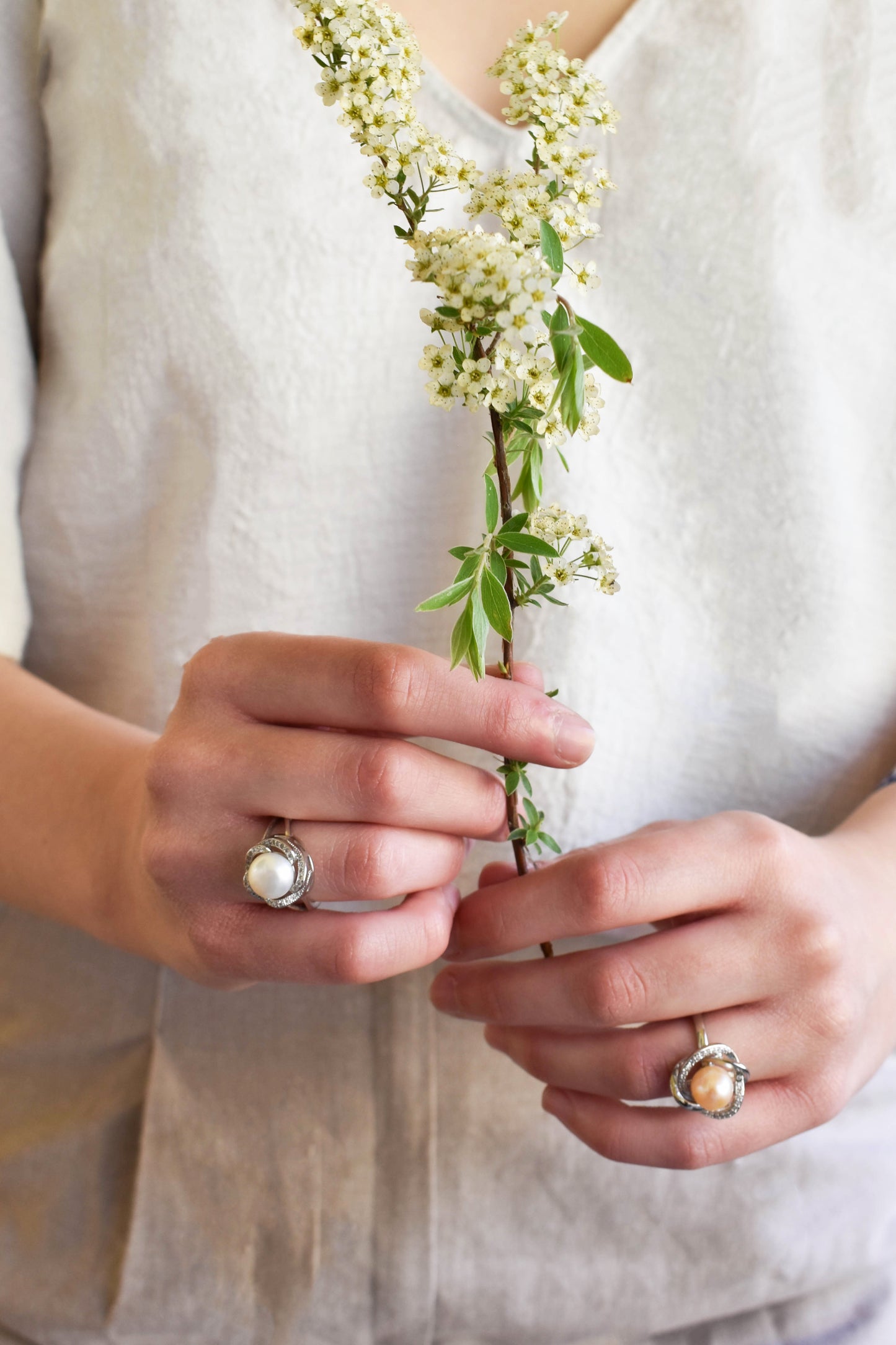 Real Peach Pearl Ring