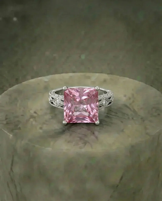 Roze grote topaas stenen ring