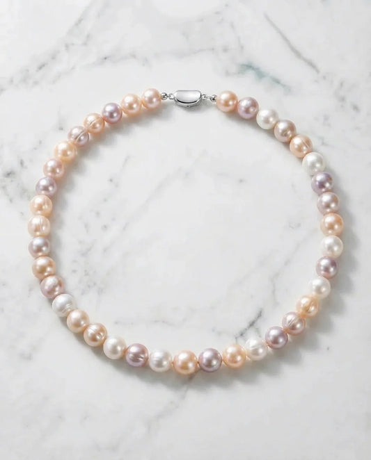 Veelkleurige parel choker ketting