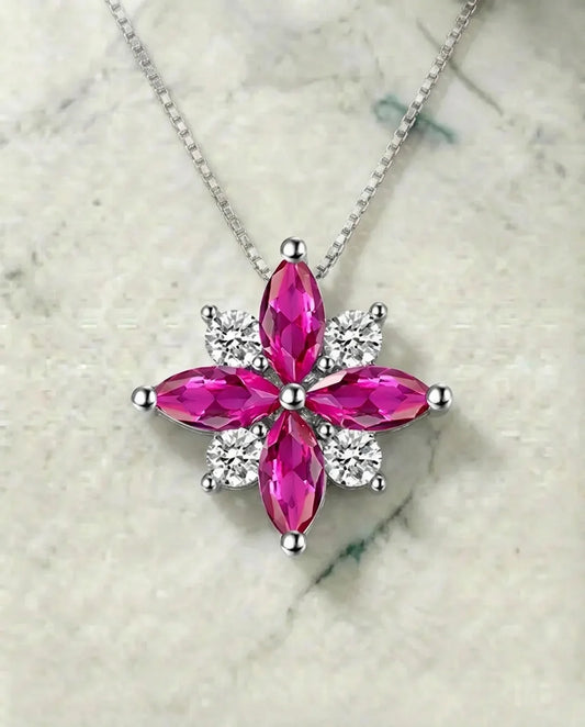 Robijnroze bloemenketting