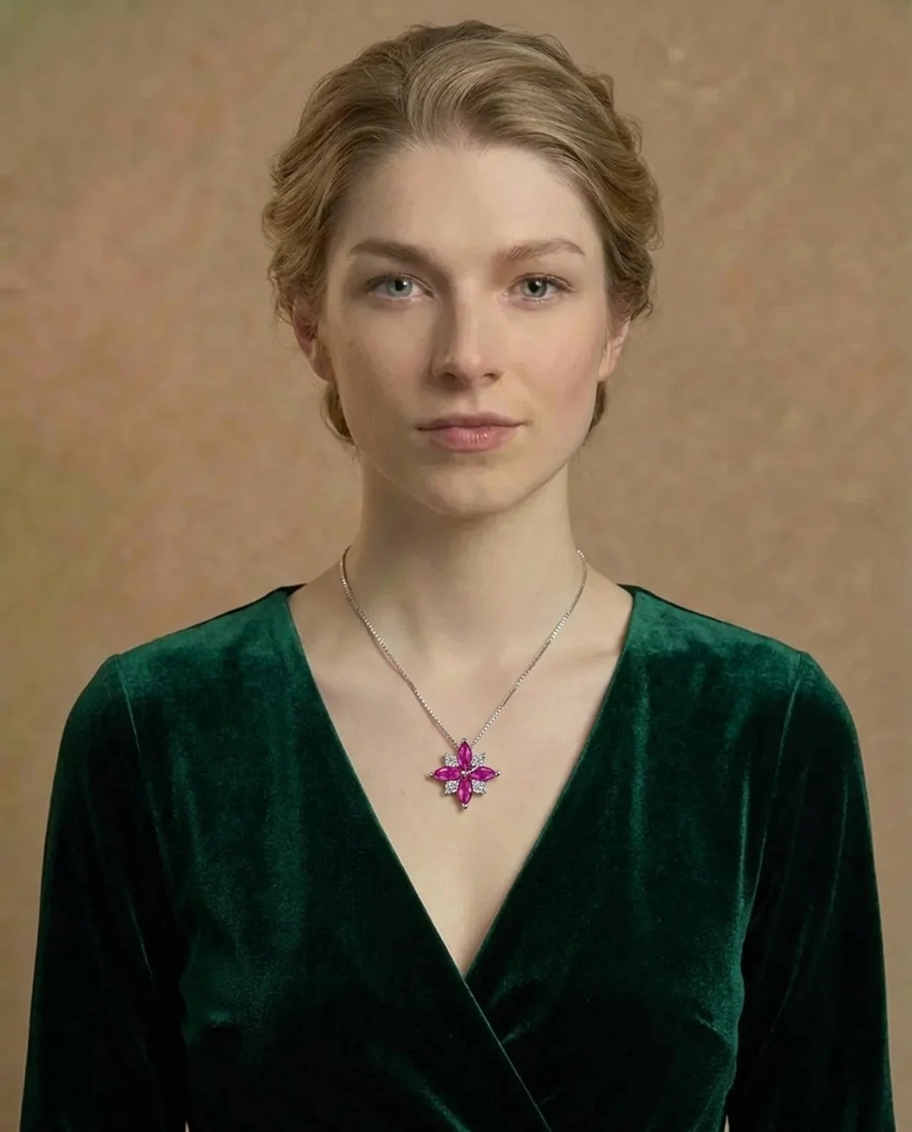 Robijnroze bloemenketting