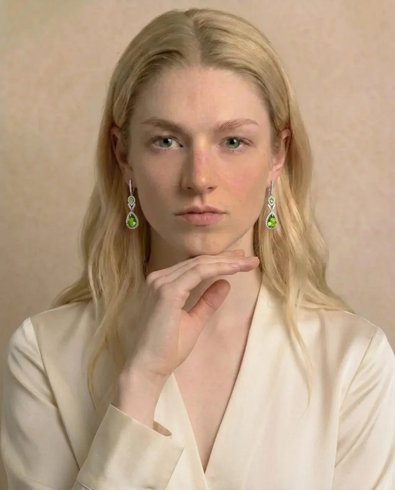 Natuurlijke Peridoot lange oorbellen