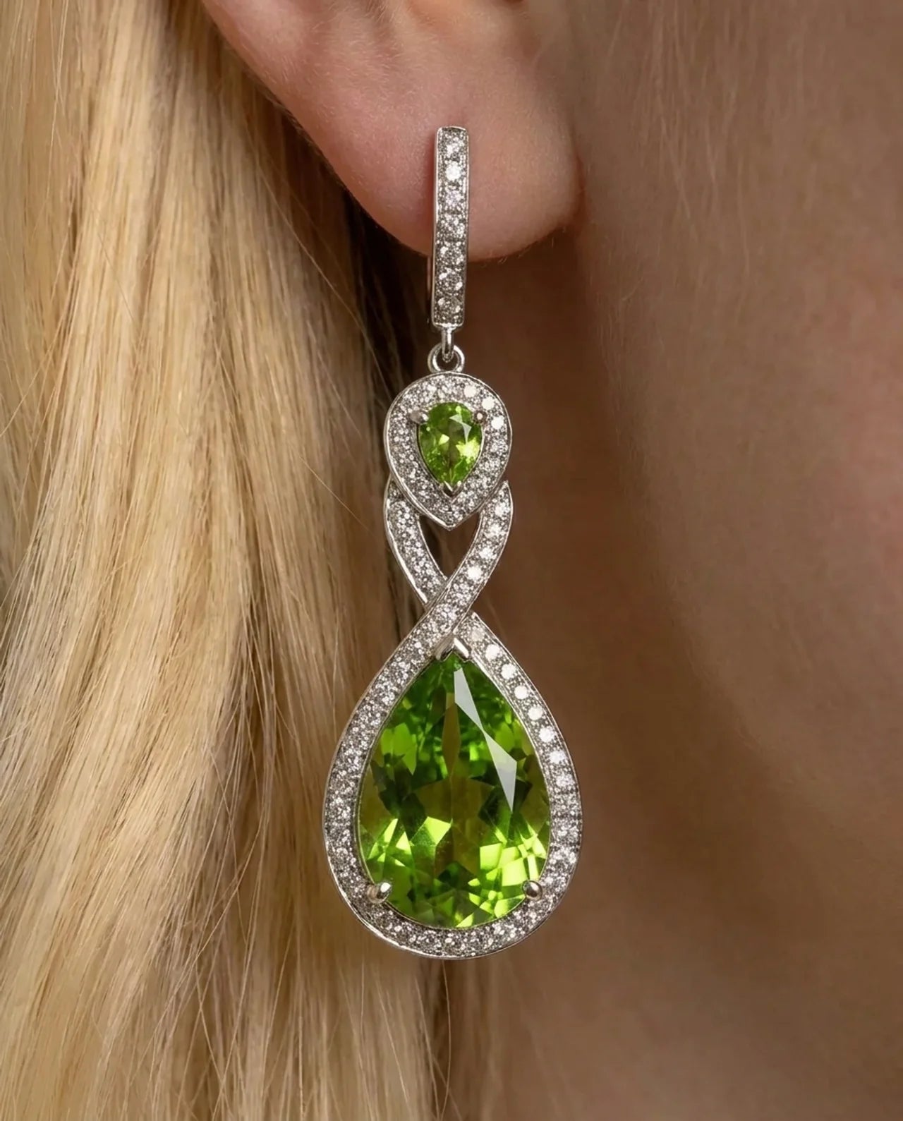 Natuurlijke Peridoot lange oorbellen