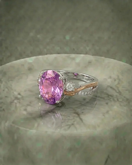 Twee metalen roze Topaz-ringen