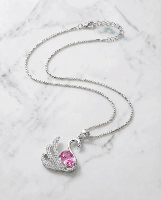 Natuurlijke roze topaas zwaan ketting