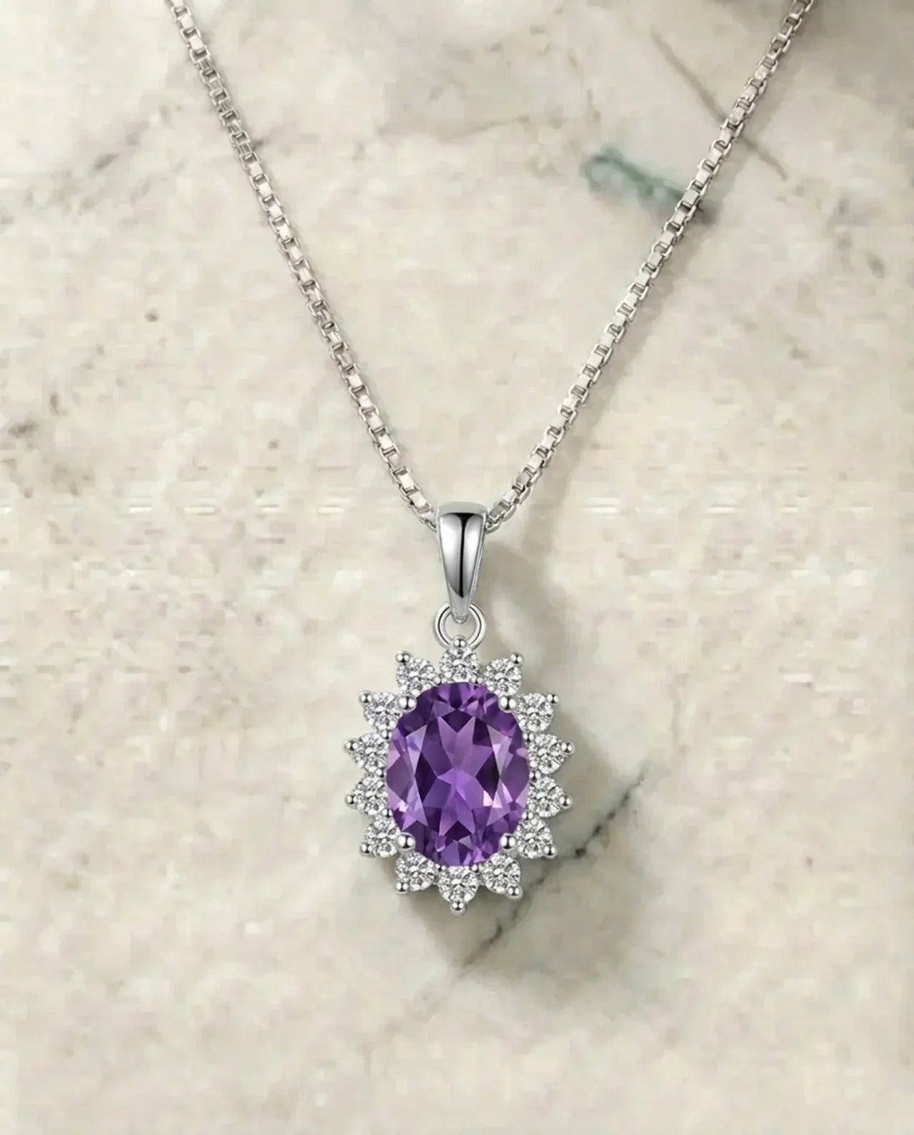 Natuurlijke Amethist diamanten halsketting