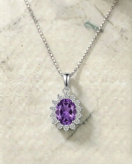 Natuurlijke Amethist diamanten halsketting