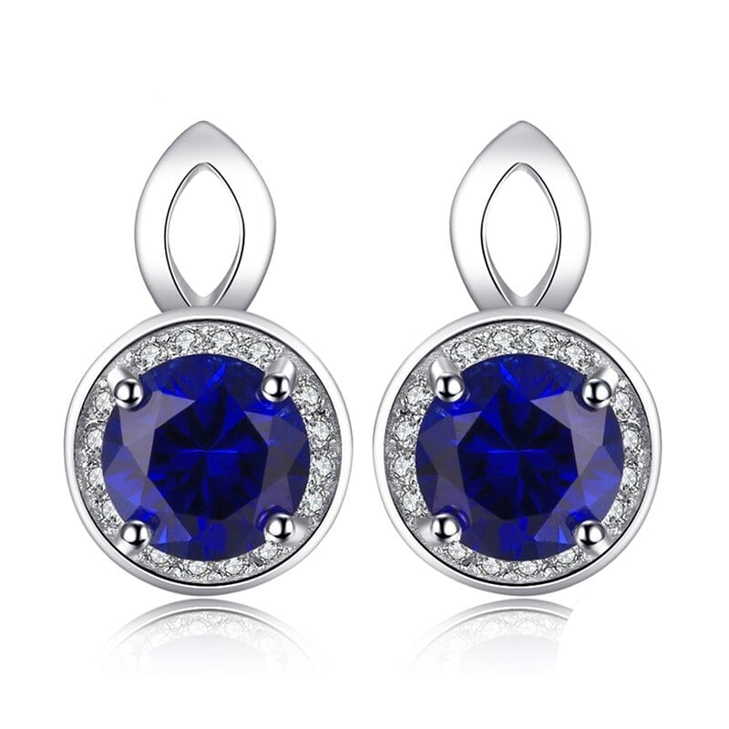 Sapphire Round Diamond Earrings