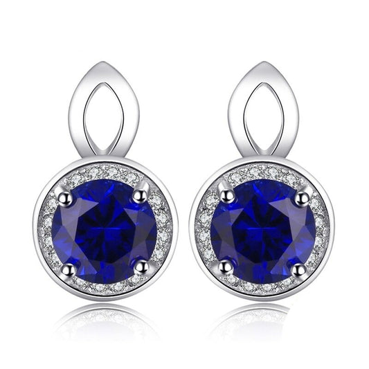 Sapphire Round Diamond Earrings