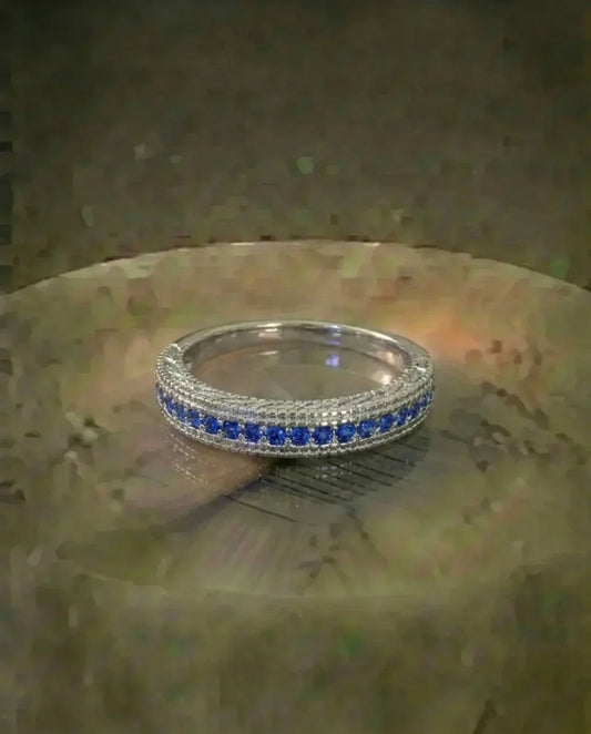 Echte blauwe saffier bandring