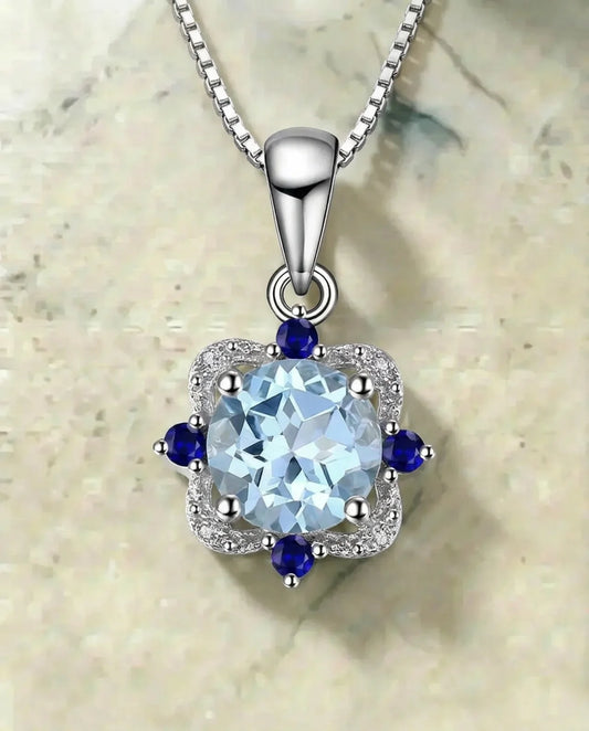 Echte topaas en saffier ketting
