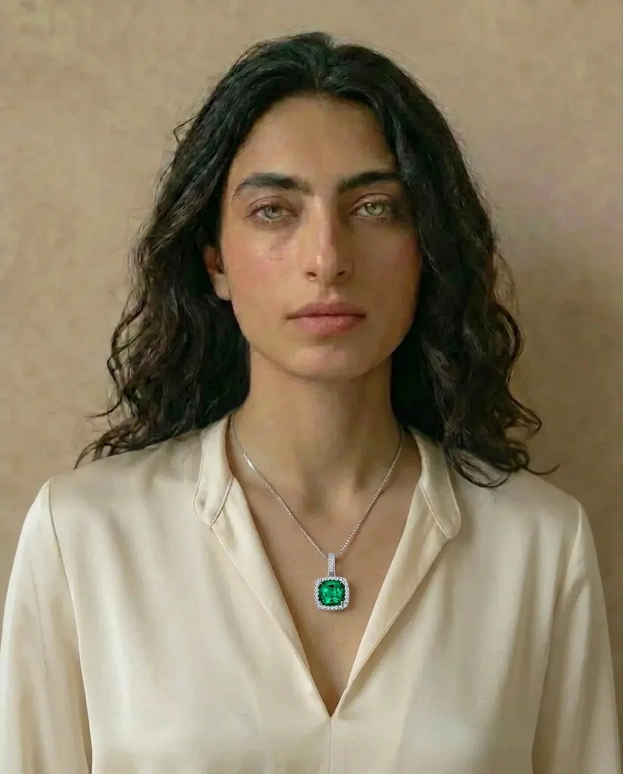 Smaragdgroene ketting gemaakt 