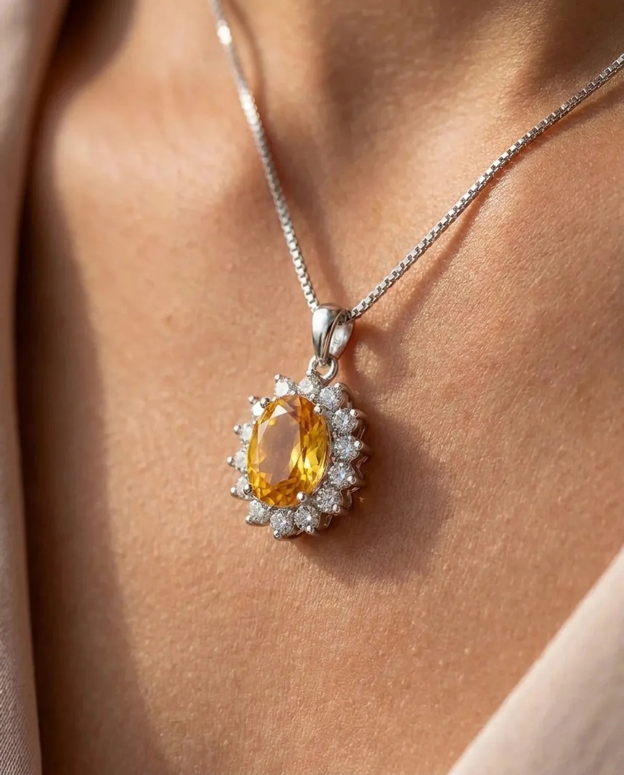 Natuurlijke Citrien hanger ketting