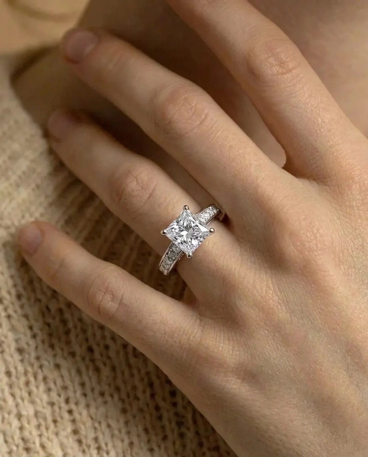 Princess Cut gesimuleerde diamanten ring 