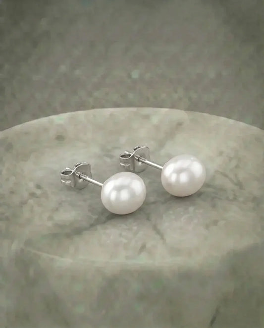 Witte parel Stud Oorbellen