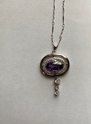 Natural Amethyst Oval Necklace