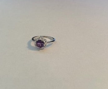 Amethistkleurige zirkonia ring in 925 sterling zilver
