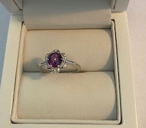 Amethistkleurige zirkonia ring in 925 sterling zilver